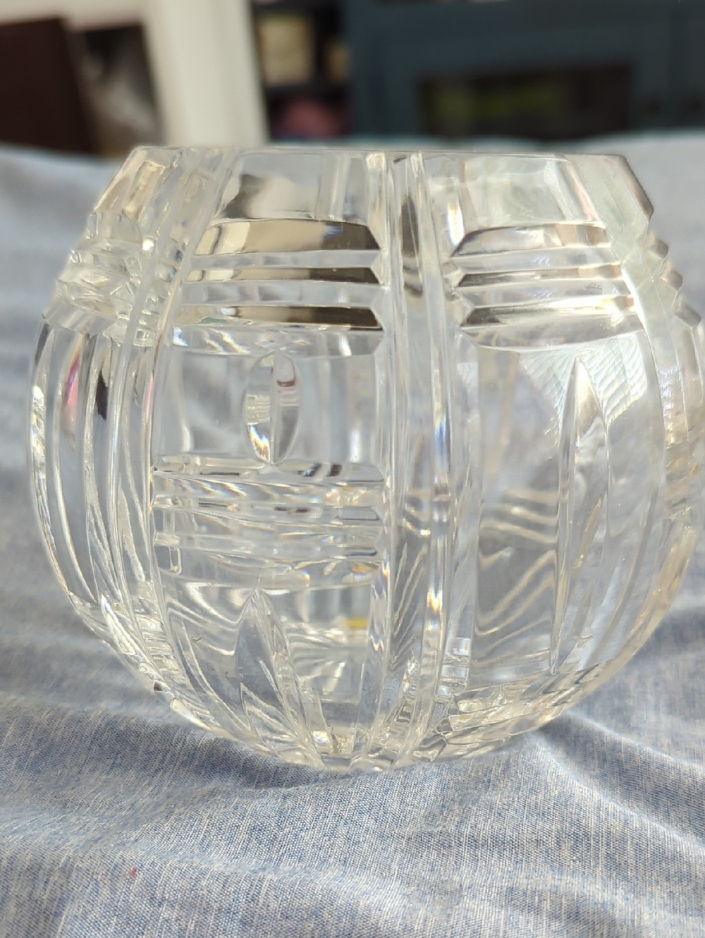 Cut Crystal Decorative Bowl - Clear Glass Vase